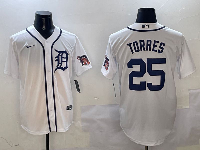 Men Detroit Tigers 25 Torres White Game 2025 Nike MLB Jersey style 3121